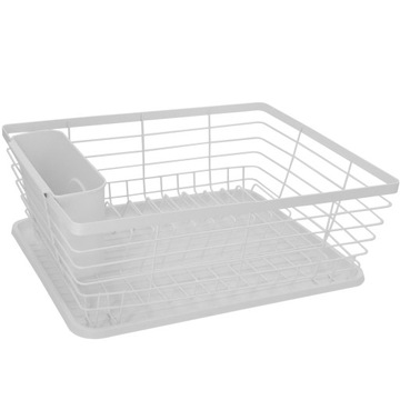 БЕЛАЯ ПОДСТАВКА ДЛЯ СУШКИ ПОСУДЫ С ПОДДОНОМ