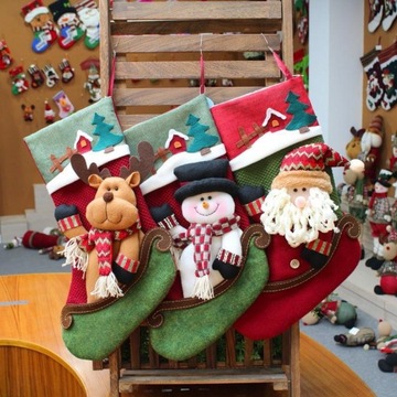 РОЖДЕСТВЕНСКИЙ НОСОК 3 ШТ ЛОСЬ САНТА СНЕГОВИК