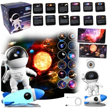 Projektor Gwiazd Lampka Nocna LED USB Planetarium 13x Dysk Planety 4K HD