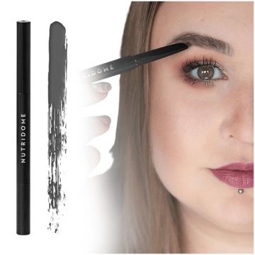 КАРАНДАШ ДЛЯ БРОВЕЙ с кисточкой ГРАФИТ с КАСТОРОВЫМ МАСЛОМ мягкий NUTRIDOME