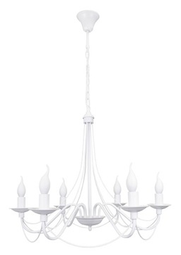 Żyrandol prowansalski biały ROSSI 6-płomienny lampa wisząca do salonu biała