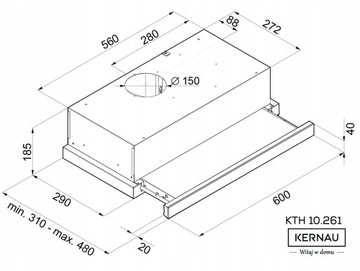 Встраиваемая вытяжка 60 Kernau KTH10.261.2B Quiet LED