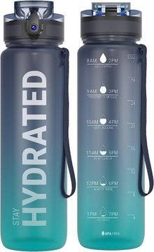 Butelka na Wodę Bidon BPAfree HYDRATED 1L czarno - niebieska