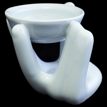 Kominek ceramiczny do aromaterapii dłoń biały