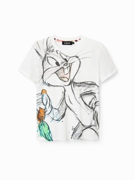 Desigual T-Shirt LOONEY TUNES Bugs Carrot 23SWTKBT Biały Regular Fit