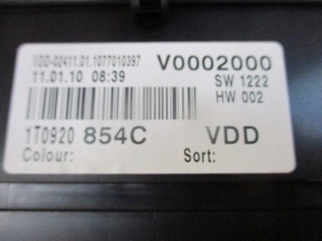 PŘÍSTROJOVÁ DESKA 2K0, 1T0920854C CADDY 1.9 TDI BLS 2010