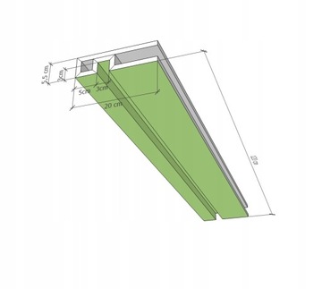 PÓŁKA PODŚWIETLANA LED SPG PŁYTA GK PROFIL U 120cm