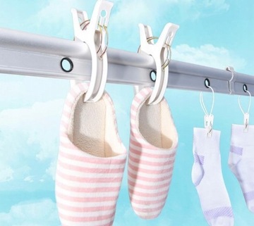 4 X DUŻE KLIPSY SPINACZE KLAMRY DO RĘCZNIKÓW LEŻAKÓW POŚCIELI BIAŁE 16 cm