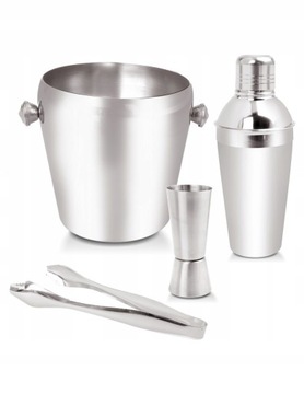 ZESTAW BARMAŃSKI WIADERKO SHAKER MIARKA SZCZYPCE