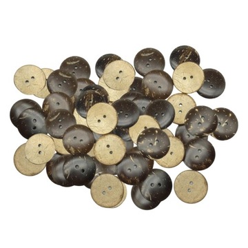 100x okrągłe guziki z łupin kokosa, ręcznie robione na drutach DIY na 2 otwory 20 MM
