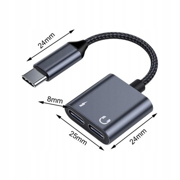 Adapter audio USB typu C 2 w 1, podwójny typ C