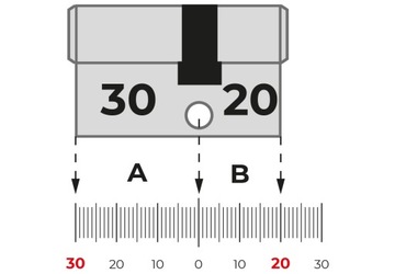 Czarna wkładka do zamka 30/20, 3 klucze