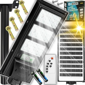 LAMPA SOLARNA Z CZUJNIKIEM RUCHU ZMIERZCHU LED ZEWNĘTRZNA OGRODOWA + PILOT