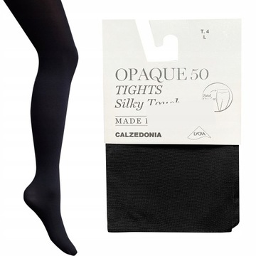 CALZEDONIA Rajstopy SILKY TOUCH Gładkie Czarne 50 DEN Tg 1/2 S/M
