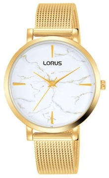 Klasyczny złoty zegarek damski na bransolecie mesh Lorus RG282UX9 + GRAWER