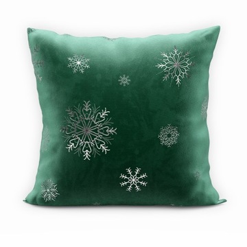POSZEWKA ŚWIĄTECZNA VELVET 40x40 ZIELONO SREBRNA