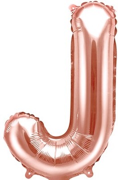 Balon foliowy LITERA J różowe złoto rose gold mały 35 cm NAPIS NA URODZINY