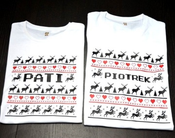 РОЖДЕСТВЕНСКИЕ ФУТБОЛКИ ДЛЯ ПАР РОЖДЕСТВЕНСКИЙ ПОДАРОК ​​2 ШТ.