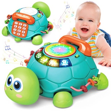 для малышей 6-18 месяцев, музыкальная, ползающая черепаха