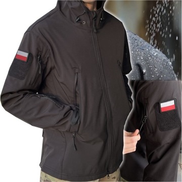 Kurtka SOFTSHELL wojskowa CZARNA OCHRONA XL