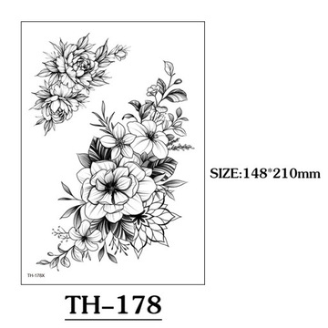 Tatuaż zmywalny róże damski tymczasowy kwiaty 6szt 21*14.8cm