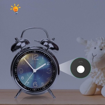 BUDZIK Z PODWÓJNYM DZWONKIEM, GŁOŚNY BUDZIK DLA OSÓB ŚPIĄCYCH CIĘŻKO