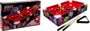 CZERWONY MINI STÓŁ BILARDOWY LED POOL BILARD + AKCESORIA XQMAX WYTRZYMAŁY