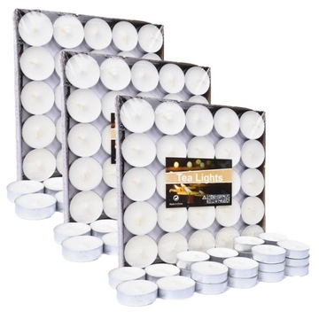 PODGRZEWACZE TEALIGHTY BEZZAPACHOWE ŚWIECZKI TEALIGHT ZESTAW 3x50szt BIAŁE