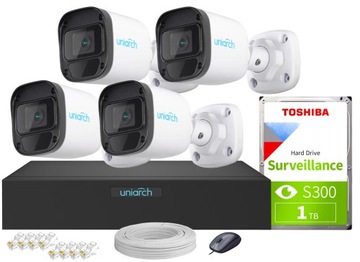 Monitoring IP Zestaw 4 Kamery FHD Rejestrator PoE Uniarch by Uniview