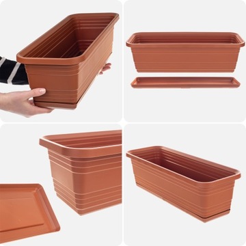 БАЛКОННЫЙ ЦВЕТОЧНЫЙ ГОРШОК КОРОБКА ЦВЕТОЧНЫЙ ГОРШОК 50см + ПОДСТАВКА КИРПИЧ