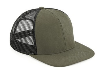 CZAPKA TRUCKER Z PROSTYM PŁASKIM DASZKIEM SNAPBACK DAMSKA MĘSKA / OLIWKOWA