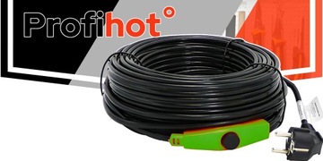 KABEL GRZEWCZY PRZEWÓD GRZEJNY Z TERMOSTATEM do rynny rur 230V | 352W | 22M