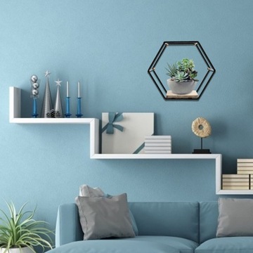 PÓŁKA METALOWA WISZĄCA KWIAT SZEŚCIOKĄTNA