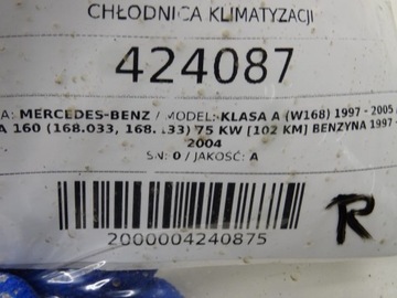 CHLADIČ KLIMATIZACE MERCEDES W168 1.6 102KM