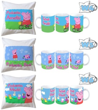 КРУЖКА + ПОДУШКА «СВИНКА ПЕППА» + НАБОР «ВАШЕ ИМЯ»