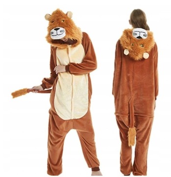 LEV ONESIE PŘEVLEK PYŽAMO KIGURUMI TEPLÁKOVÁ SOUPRAVA L