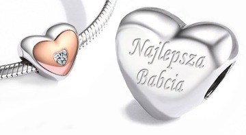 Charms Serce GRAWER Zawieszka Srebro 925 Charms + Pandora Miarka Jubilerska