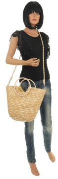 ЛЕТНЯЯ ПЛЕТНАЯ СОЛОМЕННАЯ СУМКА-КОРЗИНА, СВЕТЛО-БЕЖЕВЫЙ
