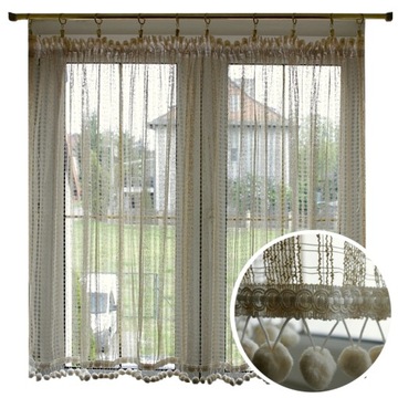 FIRANA DO KUCHNI firanka BUKLA pompony 200x100 wys