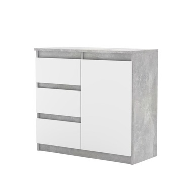 Komoda AGA 80CM BETON/BIAŁA Pojemna Szafka 3 Szuflady MIX KOLORÓW