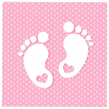 Serwetki Różowe Stopki Chrzest Baby Shower 20 sztuk