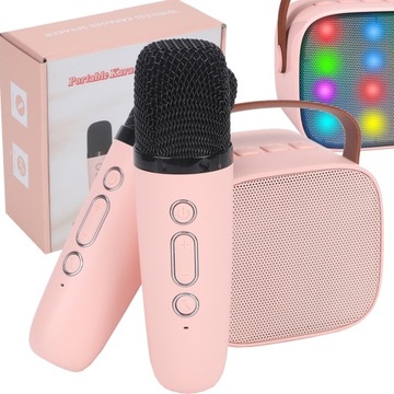 BEZPRZEWODOWY MIKROFON GŁOŚNIK ZESTAW KARAOKE BLUETOOTH-RÓŻOWY