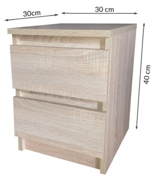 Прикроватная тумбочка, прикроватная тумбочка с 2 ящиками, дуб Сонома