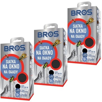 Moskitiera siatka na okno BROS 1,3x1,5m czarna x3