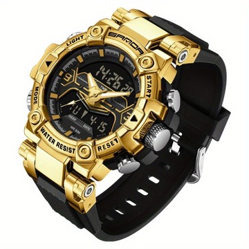 Мужские спортивные часы, цифровые водонепроницаемые кварцевые часы со светодиодной подсветкой и большим размером