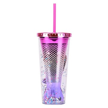 Szklanka Glamour z cekinami i brokatem, o podwójnych ściankach, odporna na zalanie, styl B