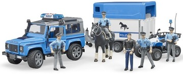 Bruder 02588 Police Land Rover Defender с прицепом для перевозки лошадей + ФИГУРКИ