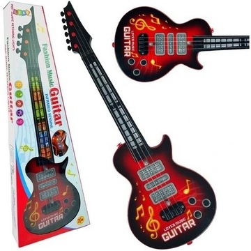 GITARA ROCKOWA DZIECI ŚWIECI GRA STRUNY INSTRUMENT ZABAWKA EDUKACYJNA