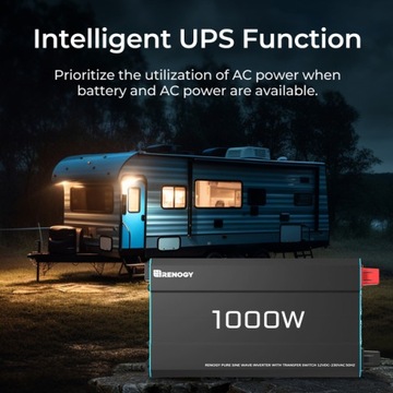 Синусоидальный инвертор Renogy 1000 Вт, 12–240 В и функция ИБП 1000 Вт L746