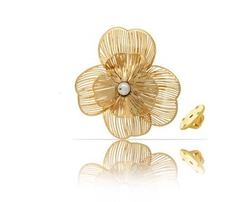 Broszka/Pin Colibra kwiatuszek z kryształkiem